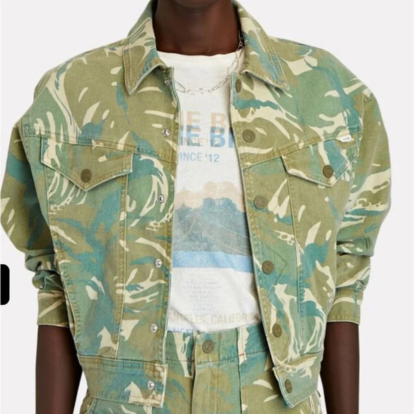 Mother Denim Women’s The Fly Away Jacket Tropical Camo Green Size XS Spring - Picture 14 of 16